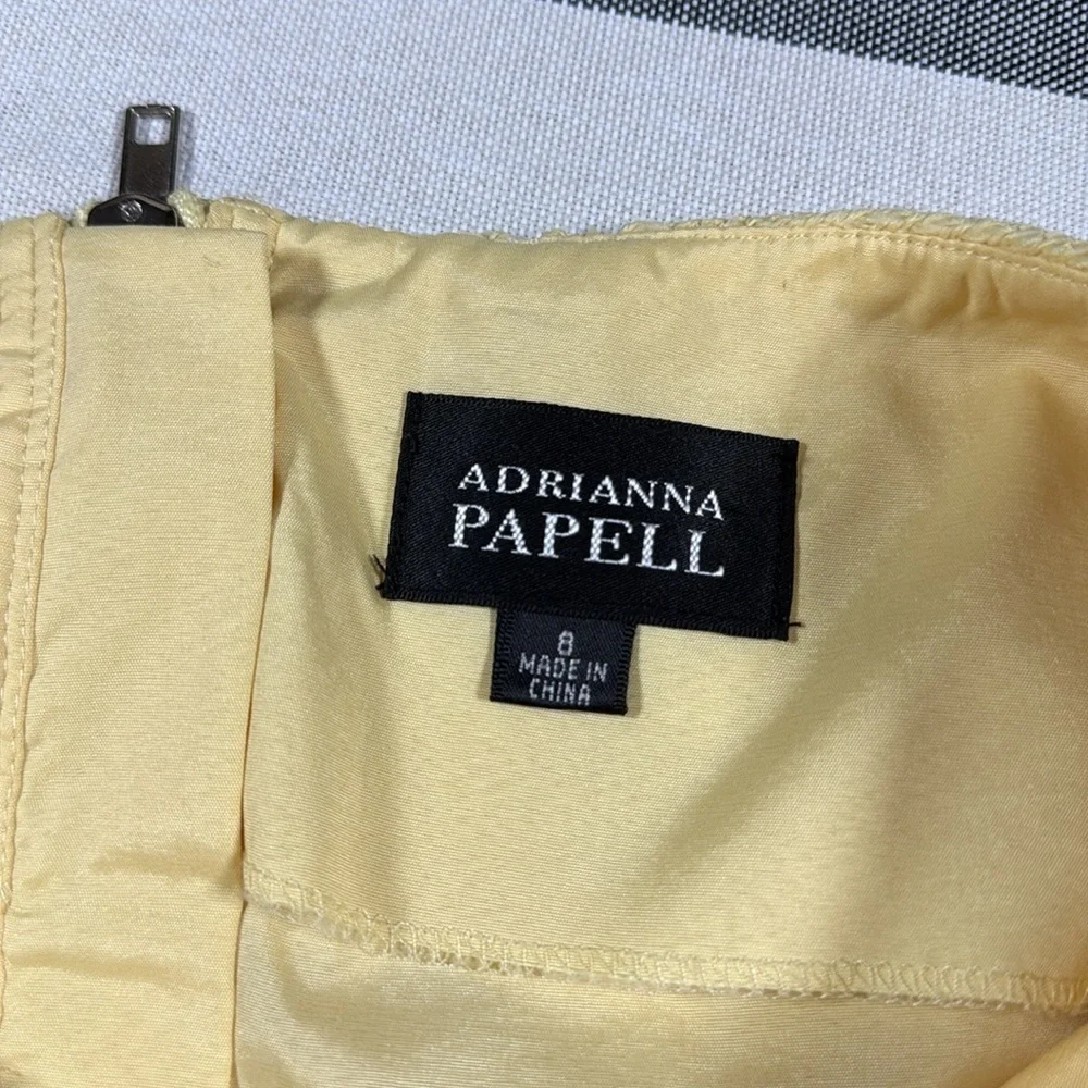 Adrianna Papell Womens Yellow Lace Shift Dress Elbow Sleeve Size 8 Spring Mod - Picture 9 of 11